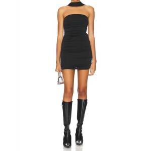 NEW SUPERDOWN strapless ruched mini dress in black